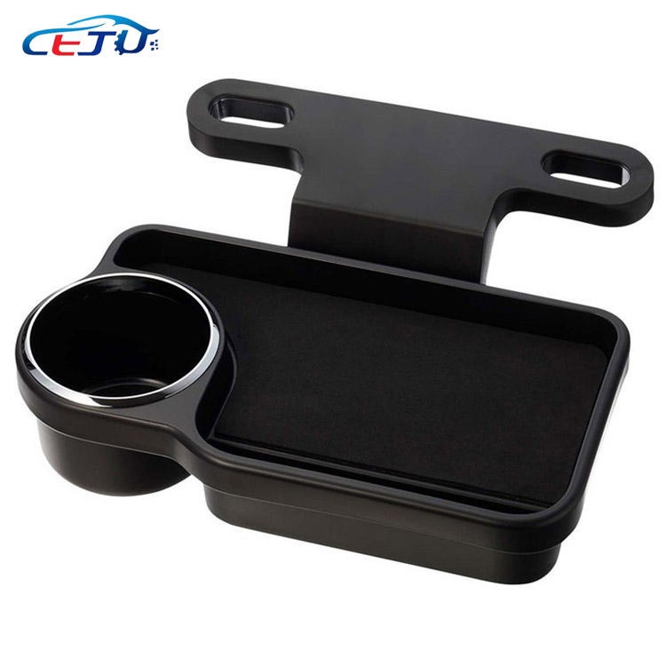 GZTMAUTO Car Water Cup Holder Folding Design - Rear Row Drink Tray Rack (Universal, Black)